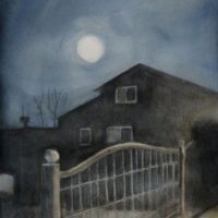 "Des Nachts", Aquarell und Bleistift auf Papier, 30 x 21 cm, 2023