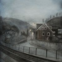 "Am Bahnhof", Aquarell und Bleistift auf Papier, 30 x 21 cm, 2023