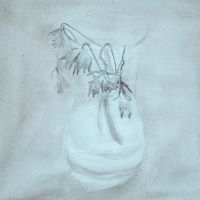 "Verblassen", Bleistift, Aquarell und Gouache auf Papier, 25 x 21 cm, 2021