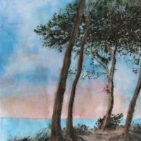 "Stoltera", Monotypie, Druck auf Sumi-e-Papier, koloriert, 59 x 40 cm, 2024