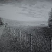 "Am Feldrand", Bleistift auf Papier, 21 x 30 cm, 2021