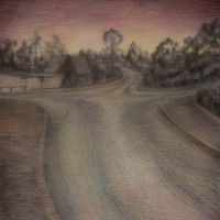 "Kreuzung", Aquarell, Bleistift und Farbstift auf Papier, 30 x 21 cm, 2022