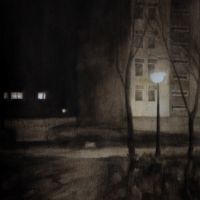 "Abendstille", Aquarell und Bleistift auf Papier, 30 x 21 cm, 2023