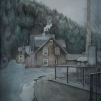 "Lauscha im März", Aquarell und Bleistift auf Papier, 30 x 21 cm, 2023